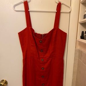 Red linen summer dress.